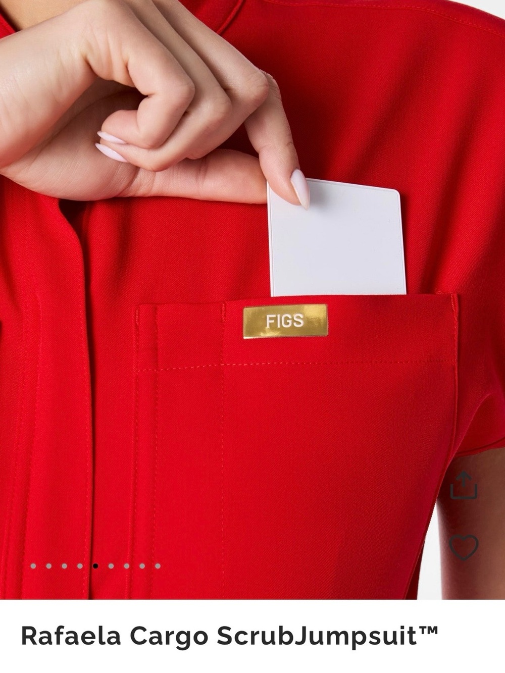 Figs Rafaela Cargo Jogger Scrub Jumpsuit - Red - Picture 3 of 5